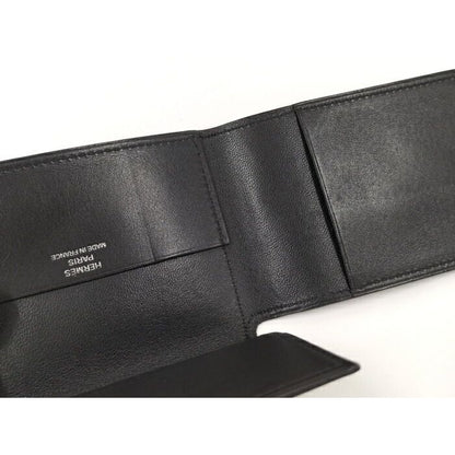 Hermes Clunesey Trifold Card Case Box Calf Black Stamped — view 5