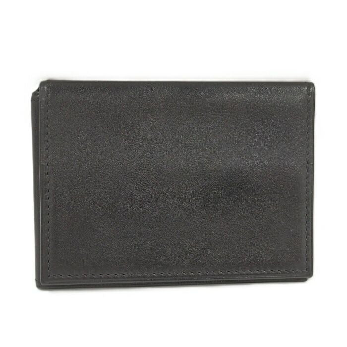 Hermes Clunesey Trifold Card Case Box Calf Black Stamped
