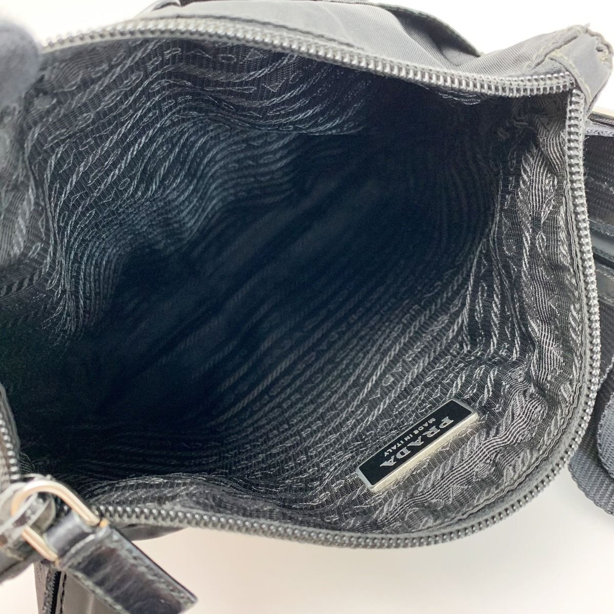 Prada Waist Bag Square Logo Plate Black Nylon