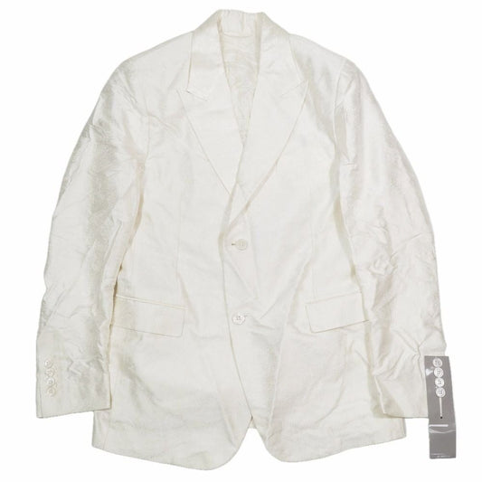 Dior Silk Jacquard Jacket Blue Leather All Pattern Shadow All 44 Glossy White