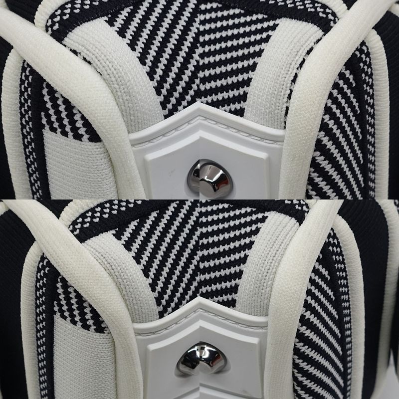 Dior Vive Small Bow Ring Bag Canvas Leather Black White Black Hardware