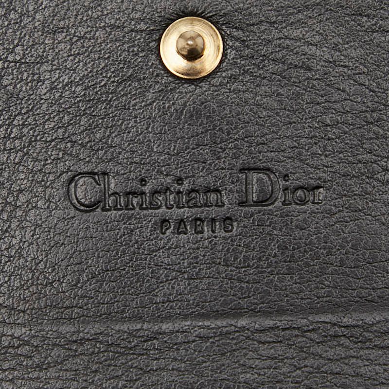 Dior Logo Chain Wallet Long Wallet Handbag Black Gold Patent Leather Women Dior