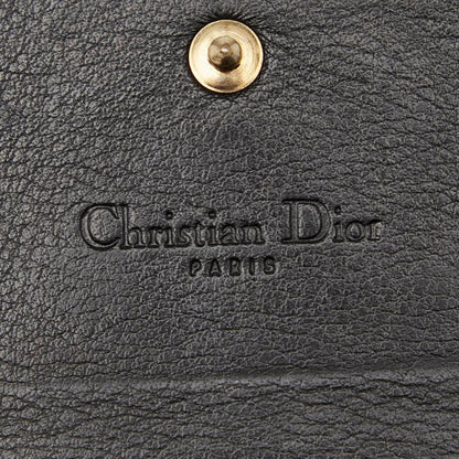 Dior Logo Chain Wallet Long Wallet Handbag Black Gold Patent Leather Women Dior