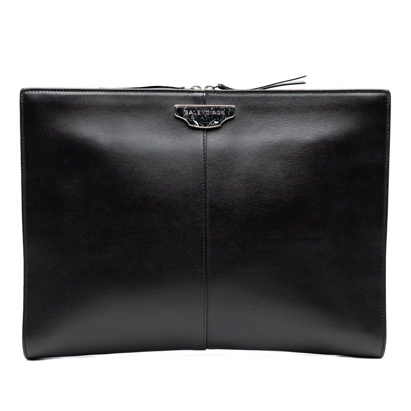 Balenciaga Logo Clutch Bag Second Bag Black Leather Women Balenciaga