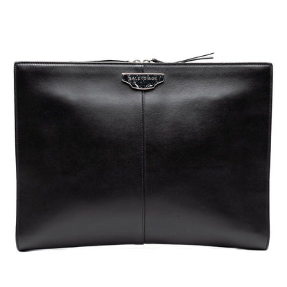 Balenciaga Logo Clutch Bag Second Bag Black Leather Women Balenciaga