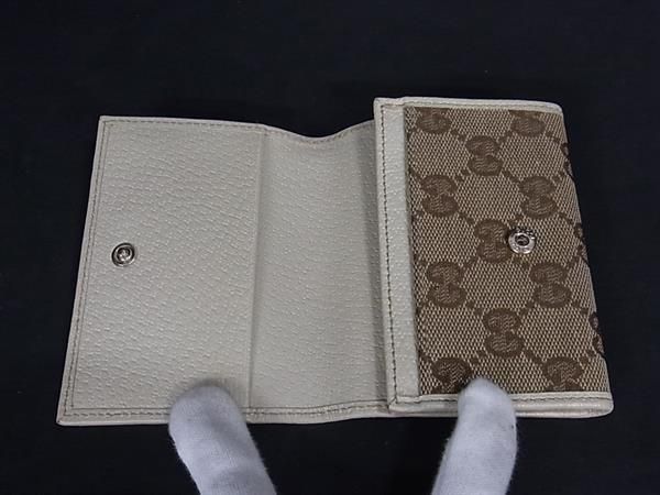 Gucci 131886 486184 GG Pattern GG Canvas And Leather Coin Purse Coin Purse