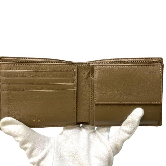 Balenciaga 594315 Wallet Fold Wallet Compact Wallet Logo Leather Beige