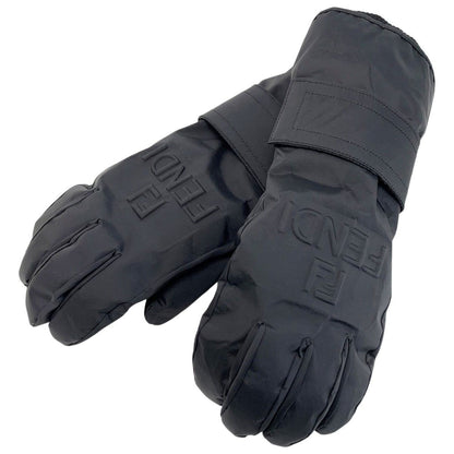 Fendi Embossed FF Logo Gloves Black L Size Nylon