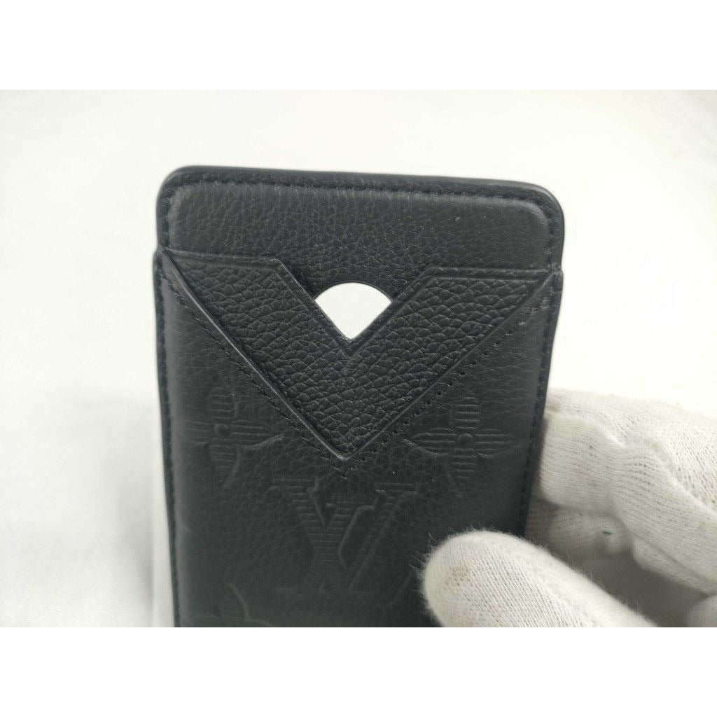 Louis Vuitton Card Case Holder Magnet Noir Black Monogram Shadow — view 2