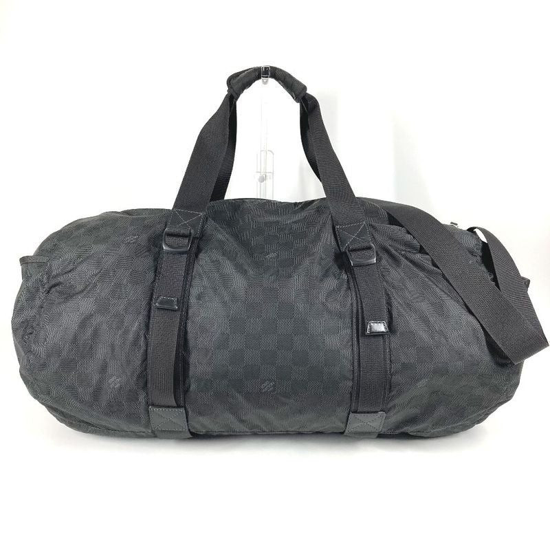 Louis Vuitton Practical Boston Bag Leather Nylon Black