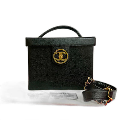 Chanel CC Logo Matte Caviar Leather 2-Way Shoulder Bag