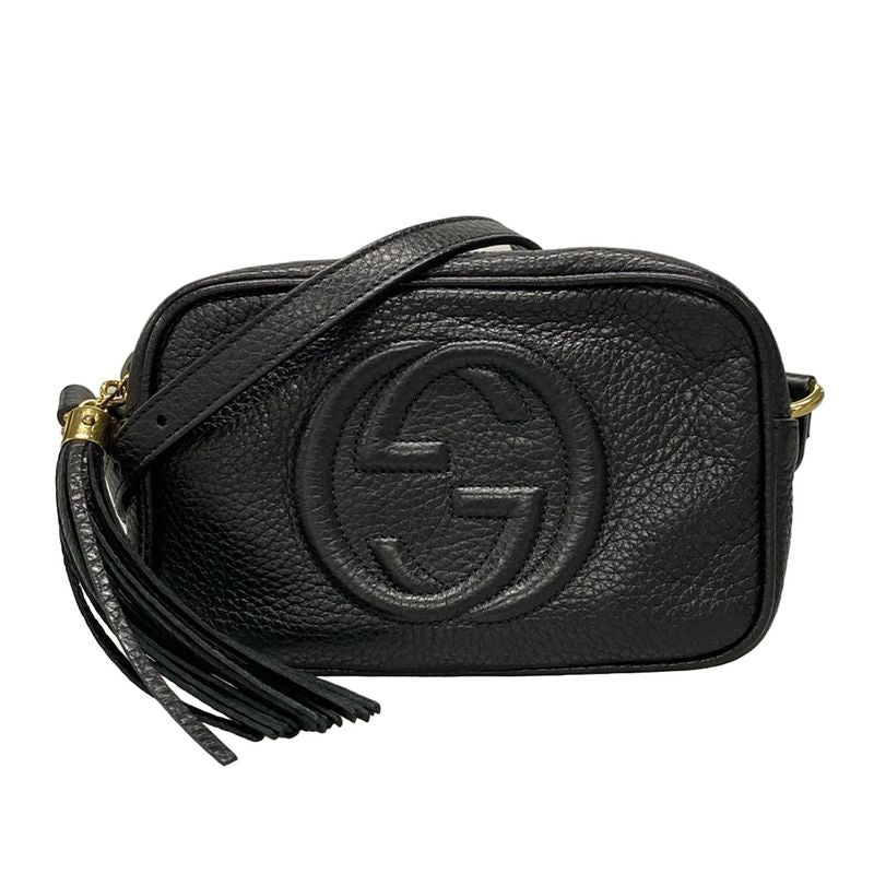 Gucci Shoulder Bag Double G 347994 Black Leather