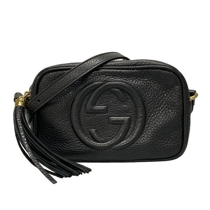 Gucci Shoulder Bag Double G 347994 Black Leather