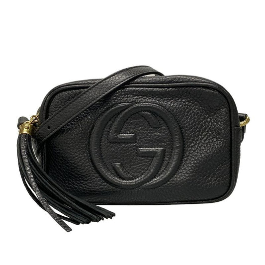 Gucci Shoulder Bag Double G 347994 Black Leather