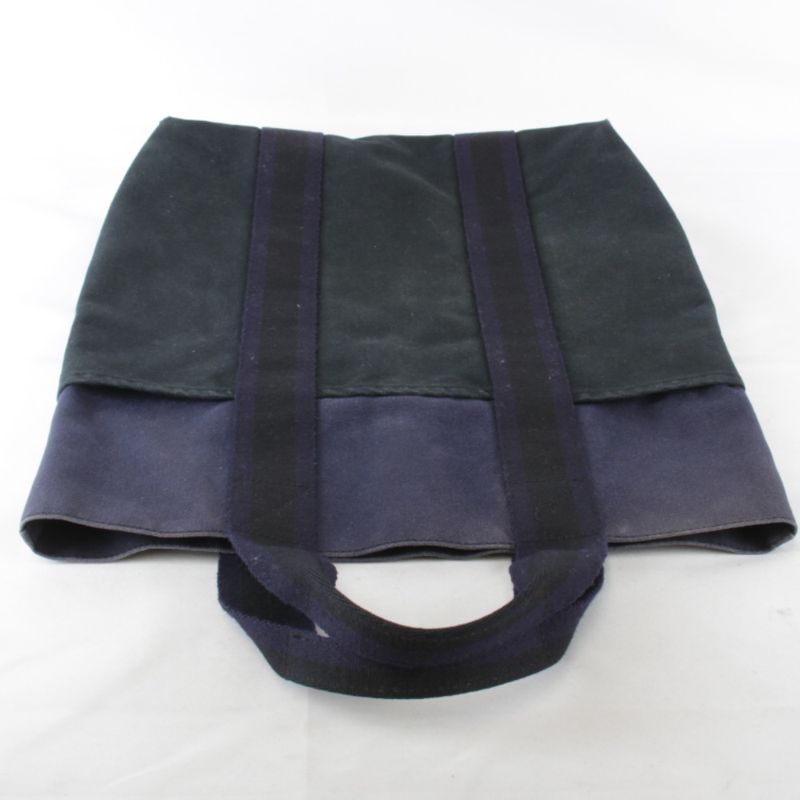 Hermes Fourre Tout Cabas Tote Bag Canvas Navy