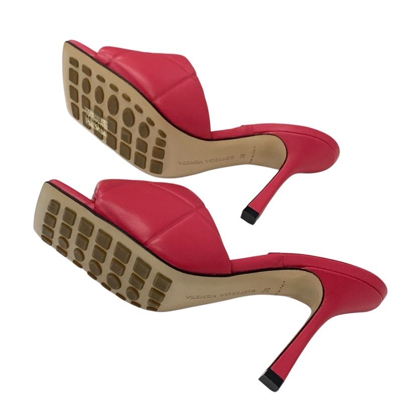 Bottega Veneta Lido Sandals Shoes Leather Pink Intrecciato Mules