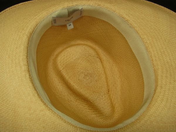 Celine Triomphe 100% Straw Medium Fold Over Hat Size Indicated 56 Beige At5931