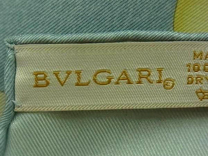 Bvlgari 100% Silk Large Scarf Shawl Women's Cream And Blue Fc5968