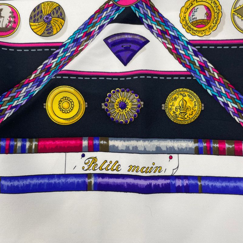 Hermes Carre 90 Pelile Main Seamstress Scarf Silk Multicolor