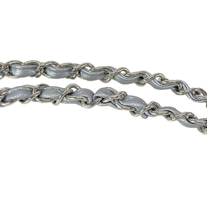 Chanel Shoulder Bag Double Flap Matelasse A01113 Metallic Gray Metal Serial