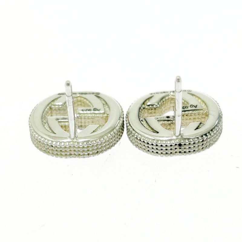 Gucci Silver Interlocking G Earrings 5.7g 925 Engraved 486779 Earrings