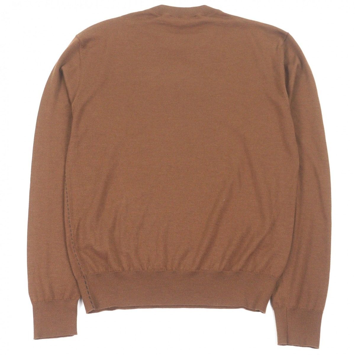 Hermes Cashmere Silk Saddle Stitch Lightweight Long Sleeve Knit Sweater Brown — view 3