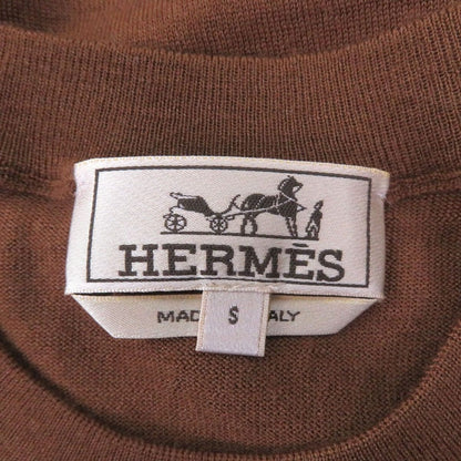 Hermes Cashmere Silk Saddle Stitch Lightweight Long Sleeve Knit Sweater Brown — view 5