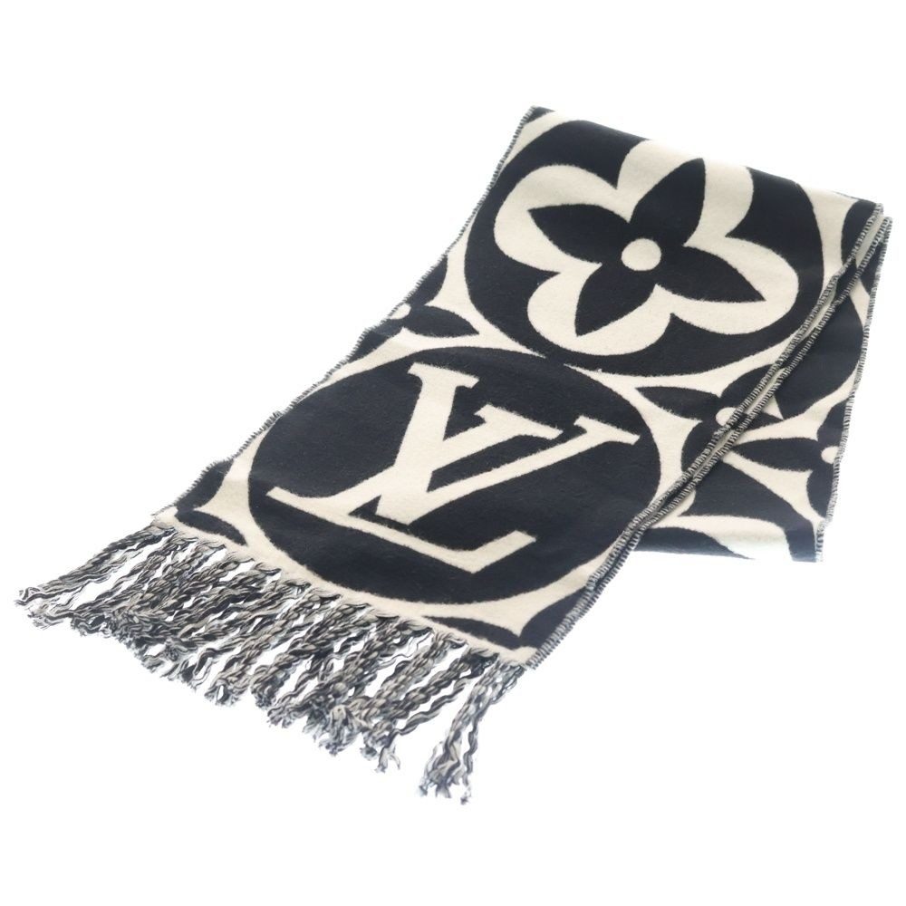 Louis Vuitton LV Medallion Wool Fringe Scarf Black