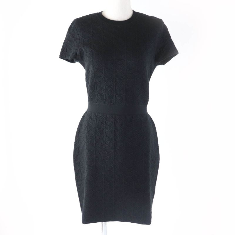 Hermes 23 SS 3 E2500 dc Cashmere Silk Blend Crew Neck French Sleeve Knit Dress