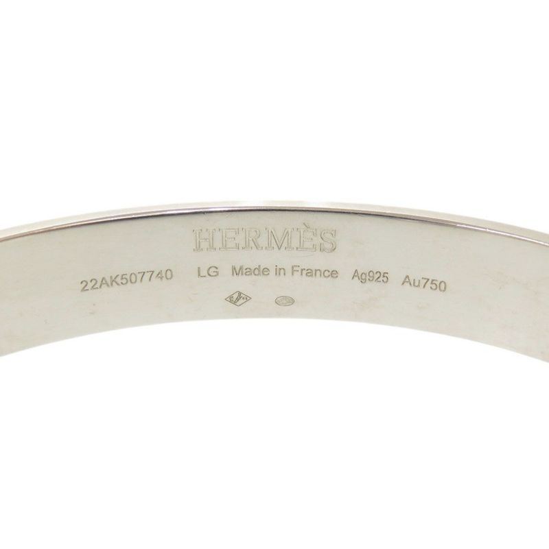 Hermes Clous De H Jonc 2 Clous H121455b Silver 925 18K Pink Gold Bracelet
