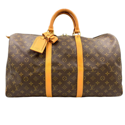 Louis Vuitton Keepall 50 Monogram Leather Brown Light Boston Bag Gold