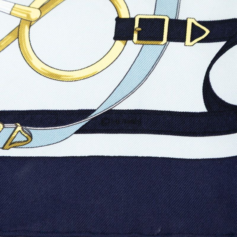 Hermes Carre 42 Eperon D`or Golden Spur Blue Multicolor Silk Ladies Hermes