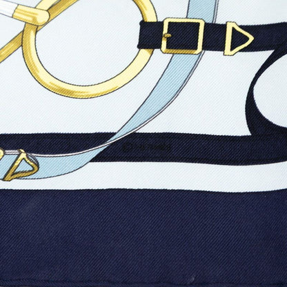 Hermes Carre 42 Eperon D`or Golden Spur Blue Multicolor Silk Ladies Hermes