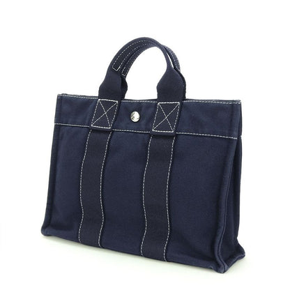 Hermes Handbag Tote PM Deauville Canvas Navy Casual Women Men Hermes