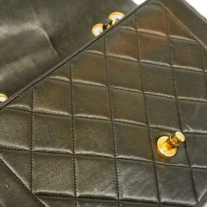 Chanel Shoulder Bag Matelasse Lambskin Black Gold Hardware Women