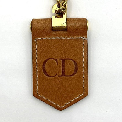 DIOR Key Holder Leather CD Engraved Brown Gold Hardware Ladies Men Fashion