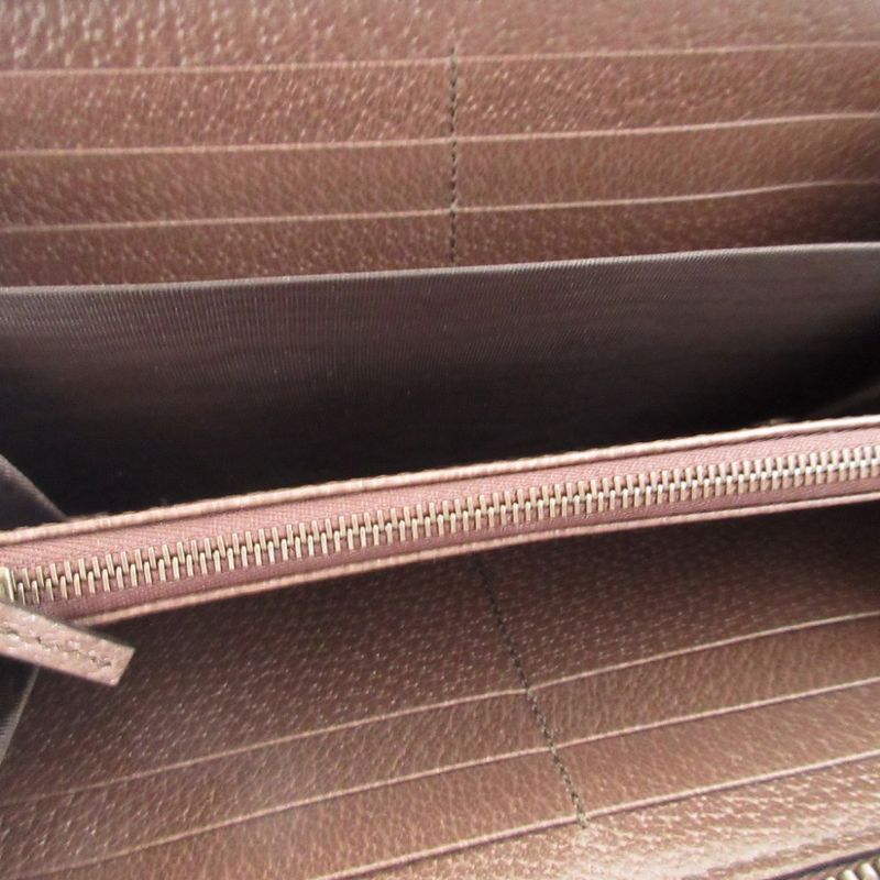 Gucci Diana Bamboo 658634 GG Supreme Leather Beige Brown Round Zipper Long