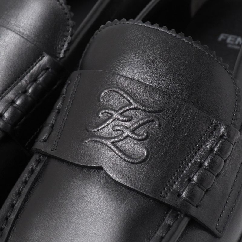 Fendi Loafers Size 40 Double F Zucca Logo Leather Shoes 20251027