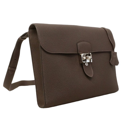 Hermes Shoulder Bag Sac Depeches 29 Togo Cacao Silver — view 2