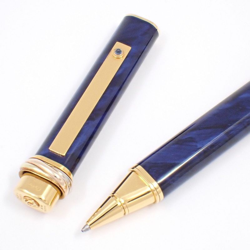 Cartier Trinity Ballpoint Pen Marble Blue Lacquer Sodalite