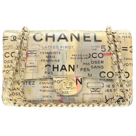 Chanel Quilted 25 Double Flap Beige Gold Chain Shoulder Bag Leather 21 th Coco