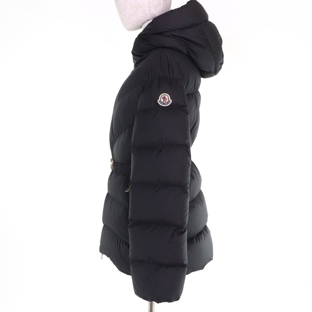 Moncler Brosse Logo Patch Hood Belt Down Jacket Black 2 — view 2