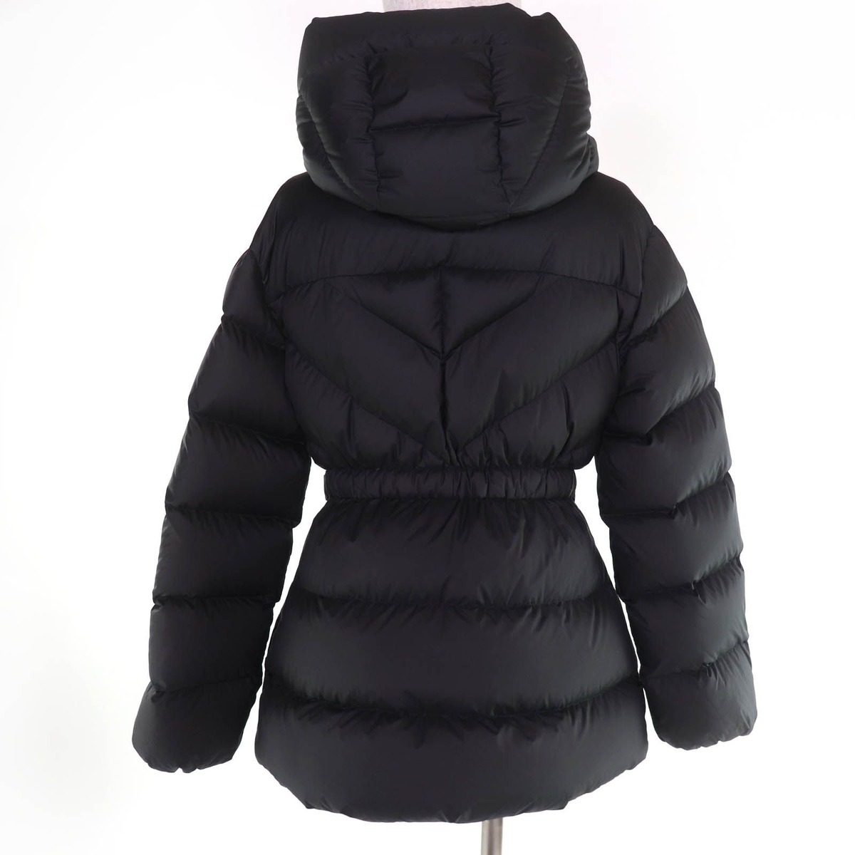 Moncler Brosse Logo Patch Hood Belt Down Jacket Black 2 — view 3