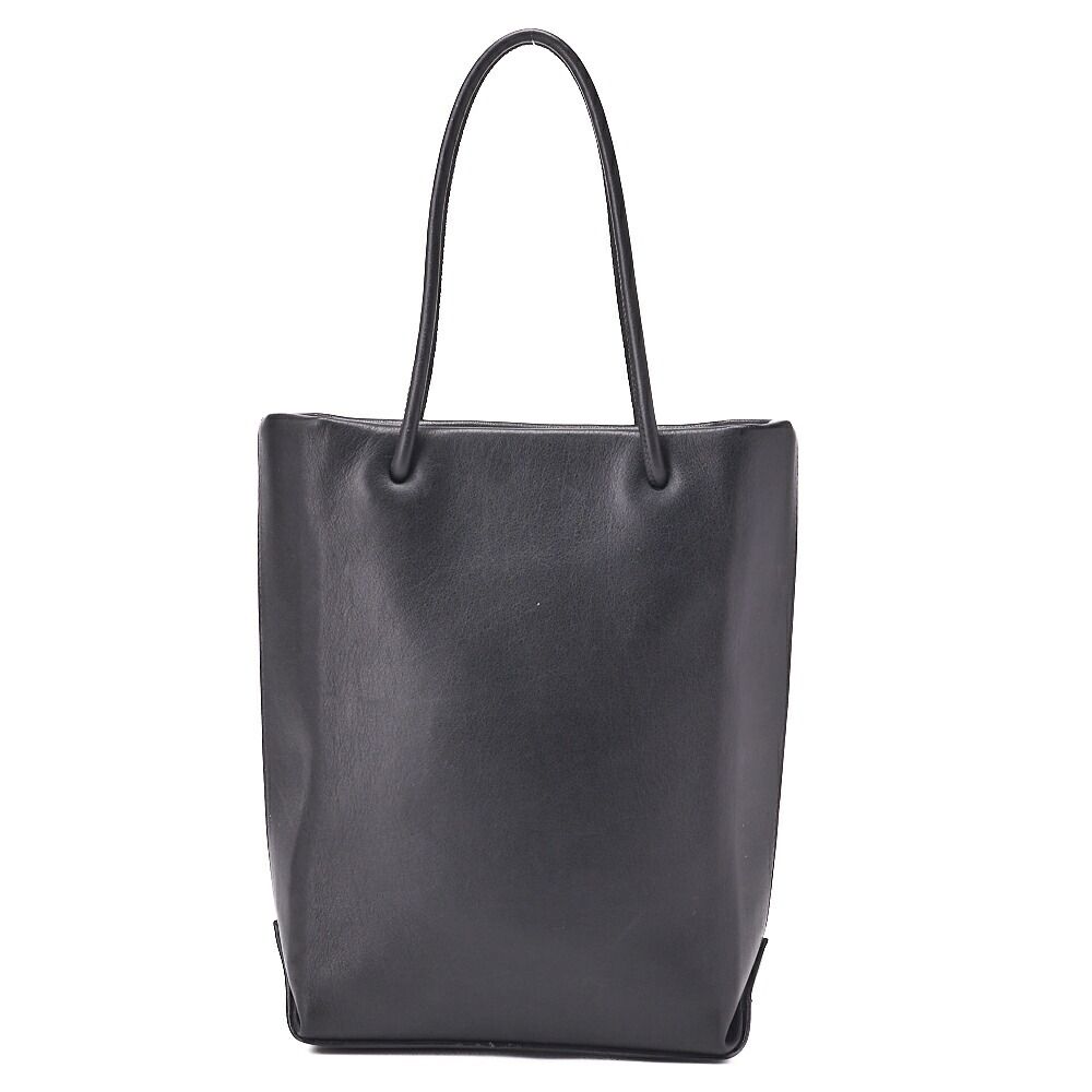 Chanel Mini Tote Bag Essential Logo Mark Lambskin Black Silver Hardware Charm