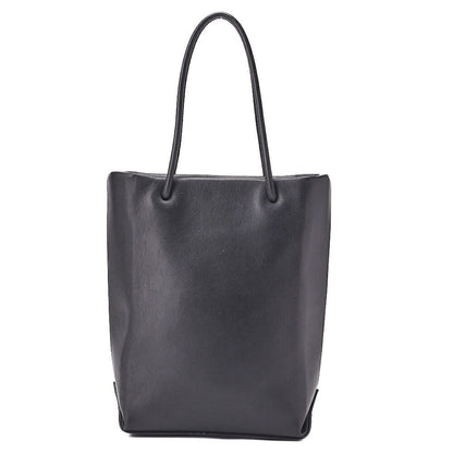 Chanel Mini Tote Bag Essential Logo Mark Lambskin Black Silver Hardware Charm