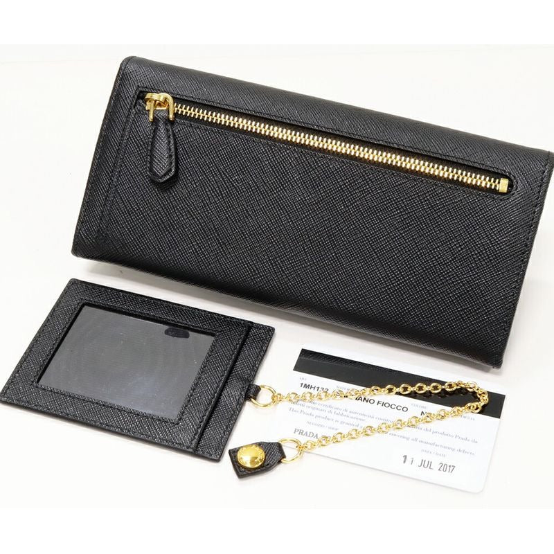 Prada Zipper Long Wallet With Pass Case And Coin Purse In Sapphiano Fiocco Calf — view 2
