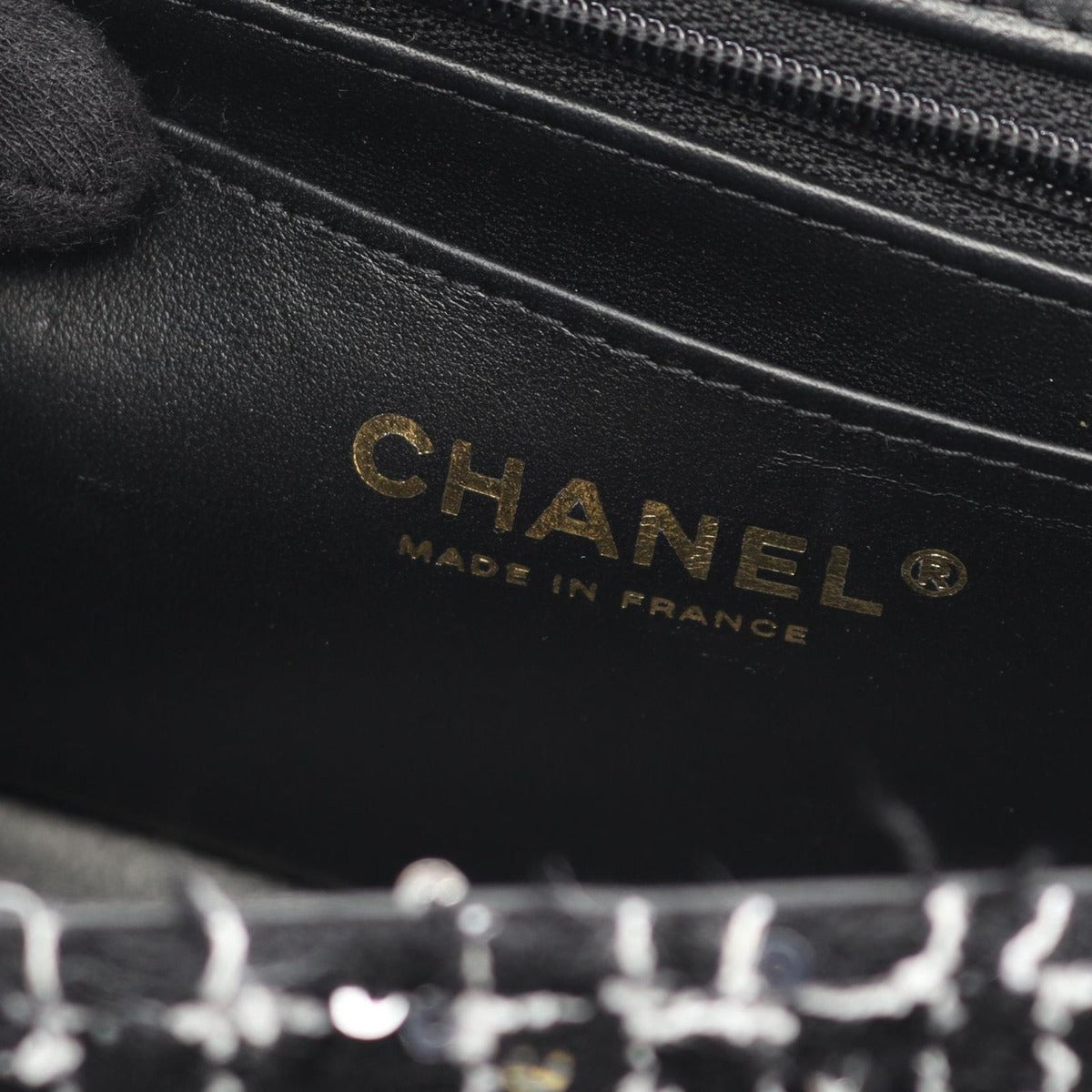 Chanel Shoulder Bag Quilted Top Handle Mini Flap Black White Fabric — view 4