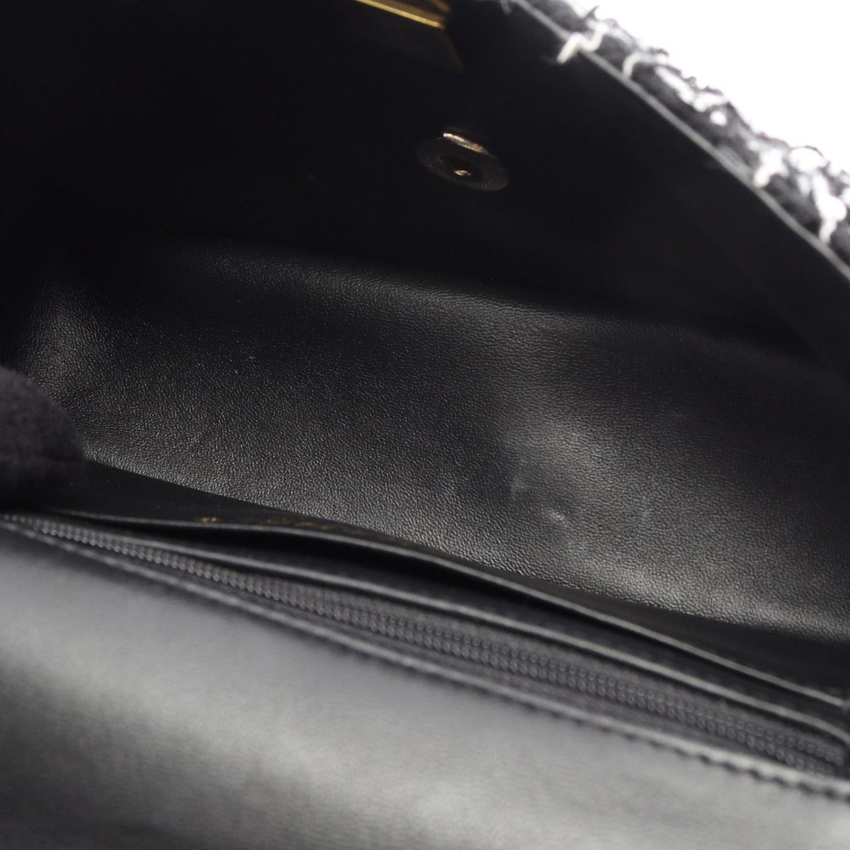 Chanel Shoulder Bag Quilted Top Handle Mini Flap Black White Fabric — view 10
