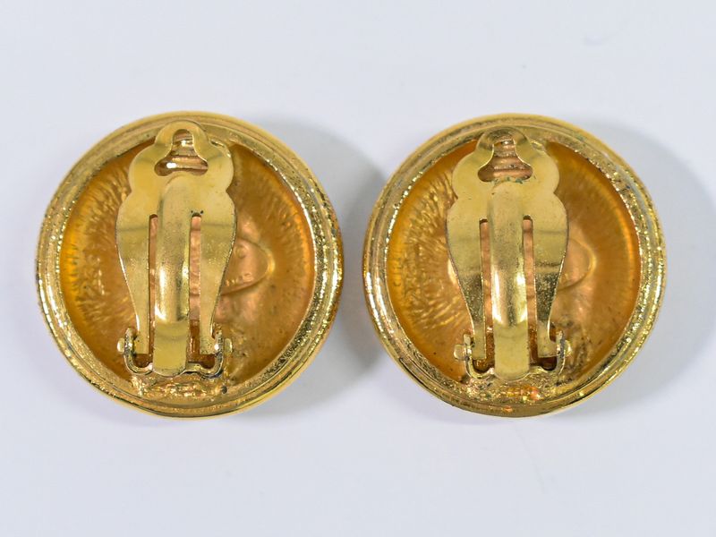 Authentic Chanel Coco Mark Earrings GP Gold Plated Coco Mark Accessories