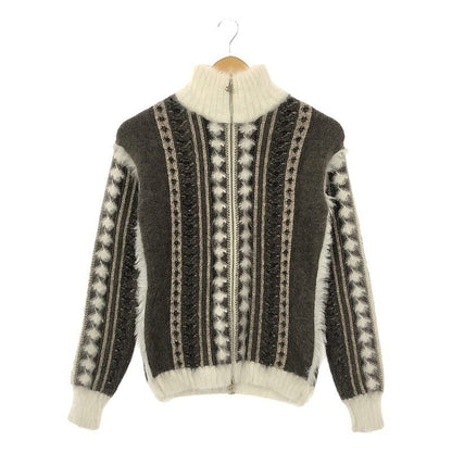 Chanel Angora Mohair Cashmere Zip-up Knit Cardigan Jacket 36 Gray